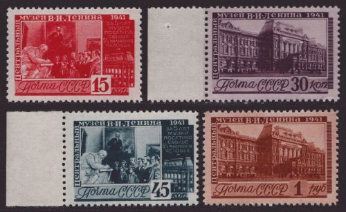 Russia / Sowjetunion 1941 - Mi-Nr. 821-824 ** - MNH - Leninmuseum (III)