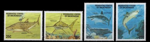 Mikronesien 1989 - Mi-Nr. 128-131 ** - MNH - einzeln - Haie / Sharks