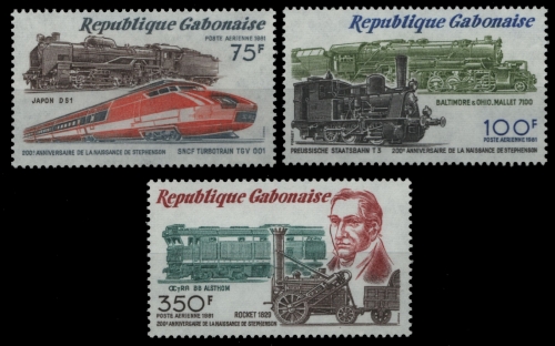 Gabun 1981 - Mi-Nr. 777-779 ** - MNH - Eisenbahn / Train