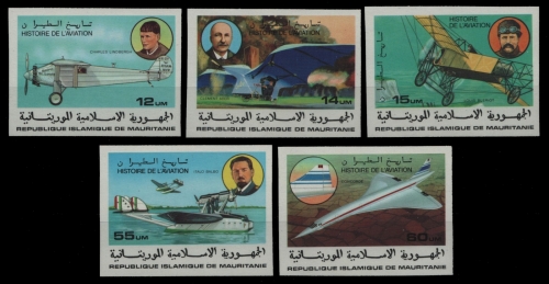 Mauretanien 1977 - Mi-Nr. 576-580 B ** - MNH - ungez. / imp - Luftfahrt
