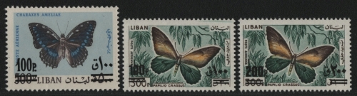 Libanon 1972 - Mi-Nr. Lot ex 1151-1154 ** - MNH - Schmetterling / Butterfly (1)