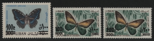 Libanon 1972 - Mi-Nr. Lot ex 1151-1154 ** - MNH - Schmetterling / Butterfly (3)