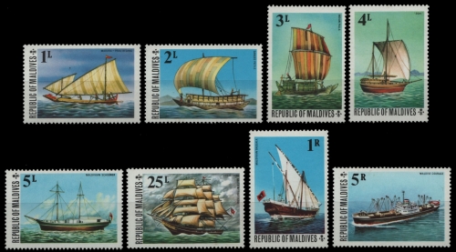 Malediven 1975 - Mi-Nr. 595-602 ** - MNH - Schiffe / Ships