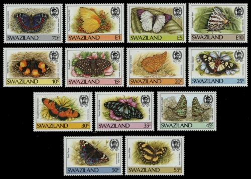 Swaziland 1987 - Mi-Nr. 515-527 ** - MNH - Schmetterlinge / Butterflies