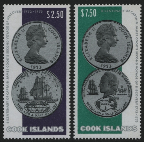 Cook-Inseln 1974 - Mi-Nr. 422-423 ** - MNH - Münzen / Coins (II)