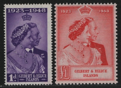 Gilbert und Ellice 1949 - Mi-Nr. 52-53 * - MH - Silberhochzeit