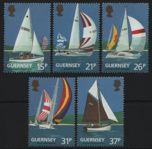 Guernsey 1990 - Mi-Nr. 522-526 A ** - MNH - Segelboote / Sailboats