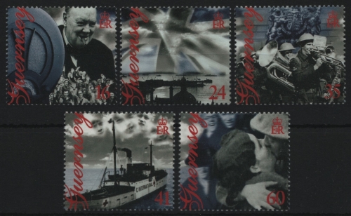 Guernsey 1995 - Mi-Nr. 672-676 I ** - MNH - Zweiter Weltkrieg / World War II