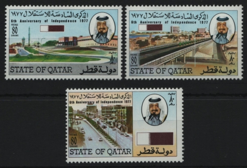 Qatar 1977 - Mi-Nr. 728-730 ** - MNH - Unabhängigkeit / Independence