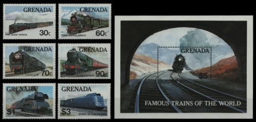 Grenada 1982 - Mi-Nr. 1153-1158 & Block 105 ** - MNH - Eisenbahn / Train