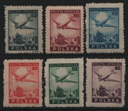Polen 1946 - Mi-Nr. 428-433 ** - MNH - Flugzeuge