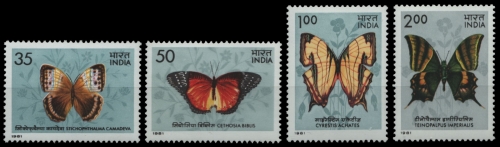 Indien 1981 - Mi-Nr. 882-885 ** - MNH - Schmetterlinge / Butterflies