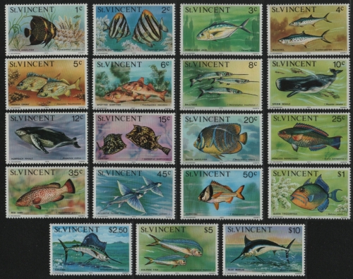 St. Vincent 1975 - Mi-Nr. 383-401 I ** - MNH - Fische / Fish (I)