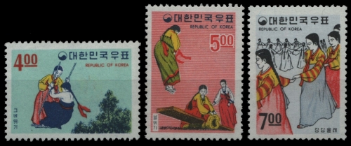 Korea 1967 - Mi-Nr. 590-592 ** - MNH - Folklore III