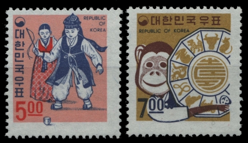 Korea 1967 - Mi-Nr. 599-600 ** - MNH - Weihnachten - Jahr des Affen