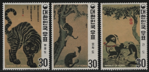 Korea 1970 - Mi-Nr. 739-741 A ** - MNH - Gemälde / Paintings (I)