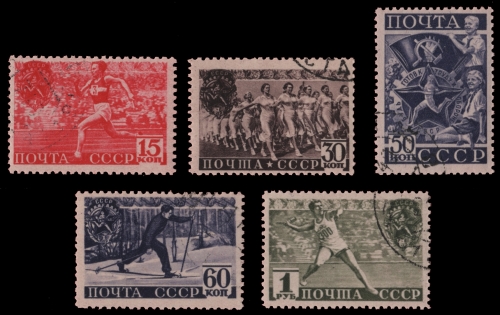 Russia / Sowjetunion 1940 - Mi-Nr. 753-757 gest / used - Sport