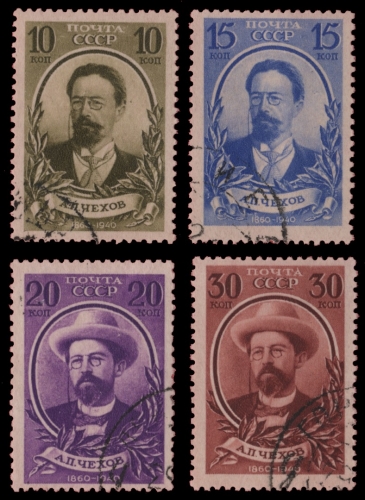 Russia / Sowjetunion 1940 - Mi-Nr. 732-735 gest / used - Tschechow / Chekhov
