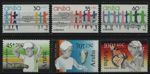 Aruba 1986 - Mi-Nr. 13-15 & 18-20 ** - MNH - 2 Ausgaben
