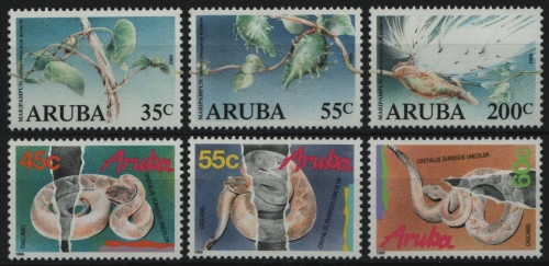 Aruba 1989 - Mi-Nr. 57-59 & 61-63 ** - MNH - Schlangen & Pflanzen 2 Ausgaben