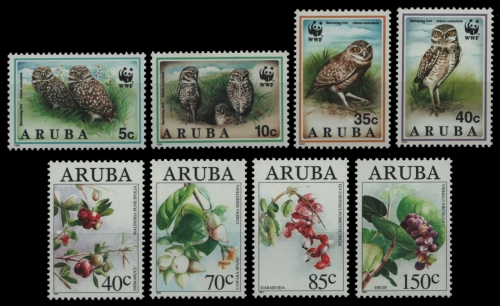 Aruba 1994 - Mi-Nr. 134-137 & 144-147 ** - MNH - Eulen & Pflanzen - 2 Ausgaben