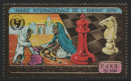 Zentralafrikanische Rep. 1979 - Mi-Nr. 613 A ** - MNH - Gold - Schach / Chess
