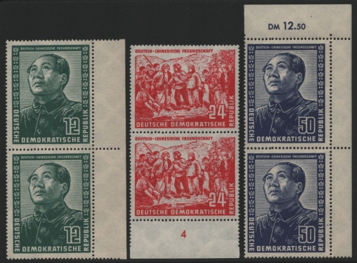 DDR 1951 - Mi-Nr. 286-288 ** - MNH - senkrechte Paare - Dt.-chin. Freundschaft