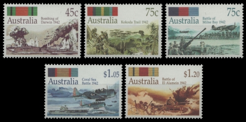 Australien 1992 - Mi-Nr. 1292-1296 A ** - MNH - Zweiter Weltkrieg / World War II