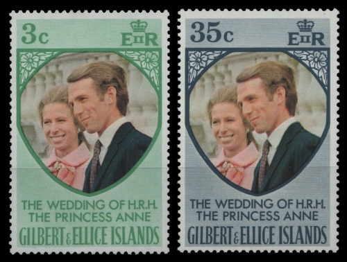 Gilbert und Ellice 1973 - Mi-Nr. 211-212 ** - MNH - Hochzeit Prinzessin Anne