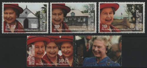 BIOT 1992 - Mi-Nr. 119-123 ** - MNH - 40. Jahrestag der Thronbesteigung