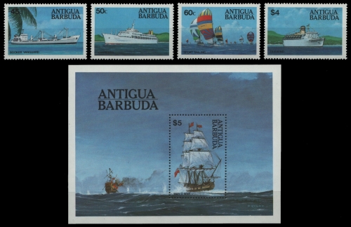 Antigua 1984 - Mi-Nr. 756-759 & Block 75 ** - MNH - Schiffe / Ships