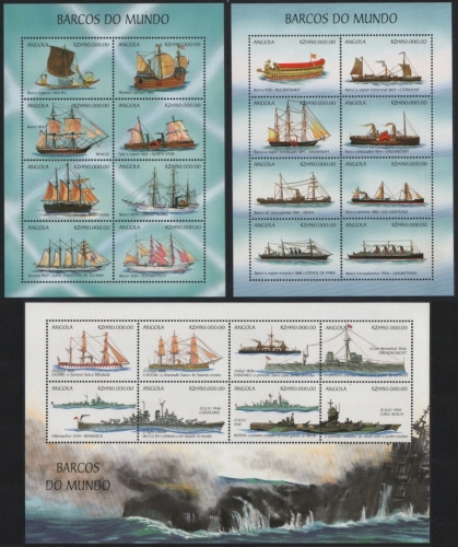 Angola 1999 - Mi-Nr. 1364-1387 ** - MNH - 3 KLB - Schiffe / Ships