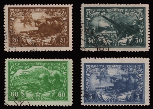 Russia / Sowjetunion 1943 - Mi-Nr. 877-880 gest / used - Rote Armee / Red Army