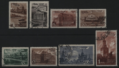 Russia / Sowjetunion 1946 - Mi-Nr. 1056-1063 gest / used - Moskau / Moscow scene