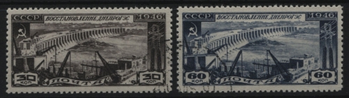 Russia / Sowjetunion 1946 - Mi-Nr. 1079-1080 gest / used - Stauwerk