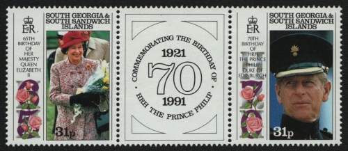 Süd-Georgien 1991 - Mi-Nr. 190-191 ** - MNH - 65. Geburtstag Queen (III)
