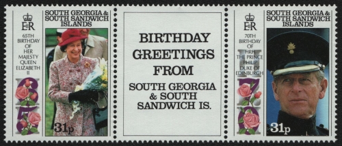 Süd-Georgien 1991 - Mi-Nr. 190-191 ** - MNH - 65. Geburtstag Queen (IV)