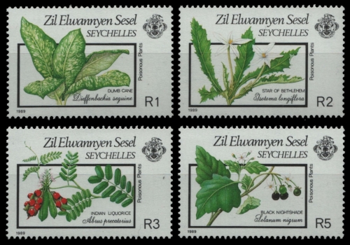 Äußere Seychellen 1989 - Mi-Nr. 171-174 ** - MNH - Giftpflanzen / Plants