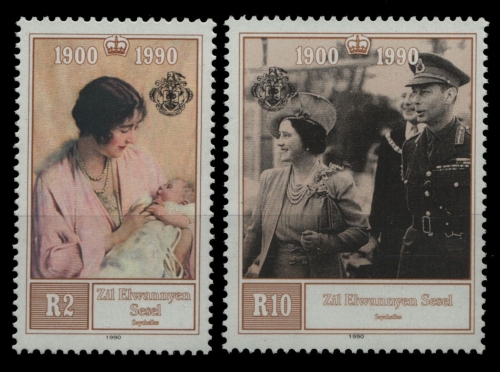 Äußere Seychellen 1990 - Mi-Nr. 183-184 ** - MNH - Queen Mum