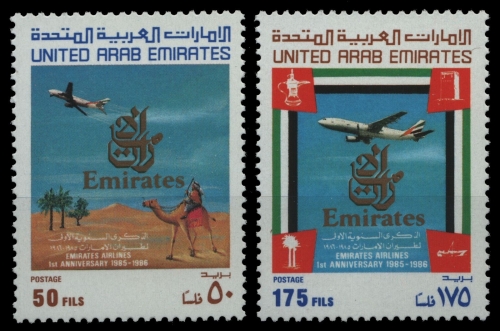 Ver. Arabische Emirate 1986 - Mi-Nr. 205-206 ** - MNH - Flugzeuge / Airplanes