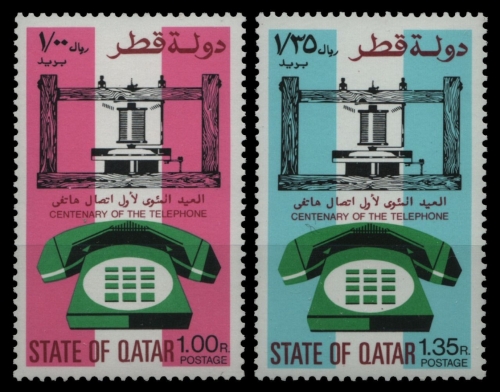 Qatar 1976 - Mi-Nr. 677-678 ** - MNH - 100 Jahre Telefon