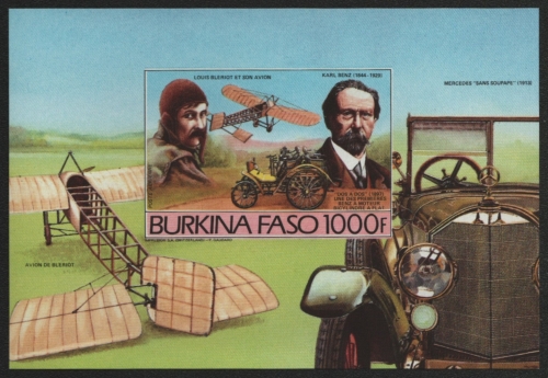 Burkina Faso 1985 - Mi-Nr. Block 102 B ** - MNH - ungez / imp - Auto & Flugzeug