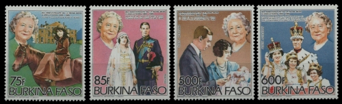 Burkina Faso 1985 - Mi-Nr. 1012-1015 A ** - MNH - Queen Mum