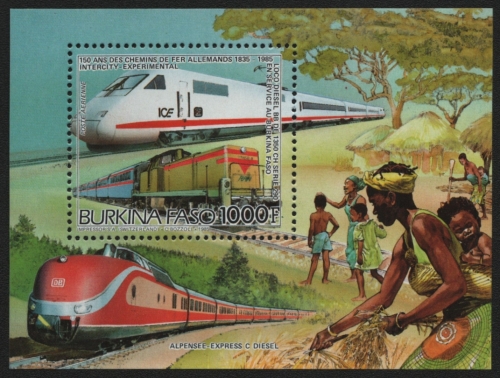 Burkina Faso 1986 - Mi-Nr. Block 120 A ** - MNH - Eisenbahn / Trains