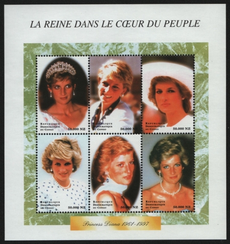 Kongo-Kinshasa 1998 - Mi-Nr. 1343-1348 ** - MNH - Prinzessin Diana