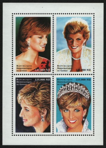 Kongo-Kinshasa 1998 - Mi-Nr. 1353-1356 ** - MNH - Prinzessin Diana