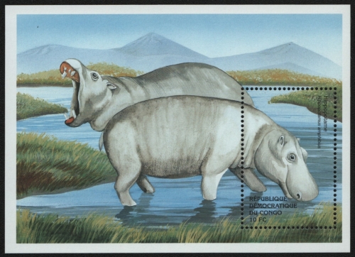 Kongo-Kinshasa 2000 - Mi-Nr. Block 87 ** - MNH - Nilpferd / Hippo