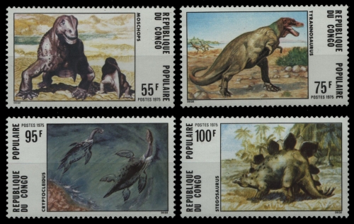 Kongo-Brazzaville 1975 - Mi-Nr. 492-495 ** - MNH - Prähistorische Tiere