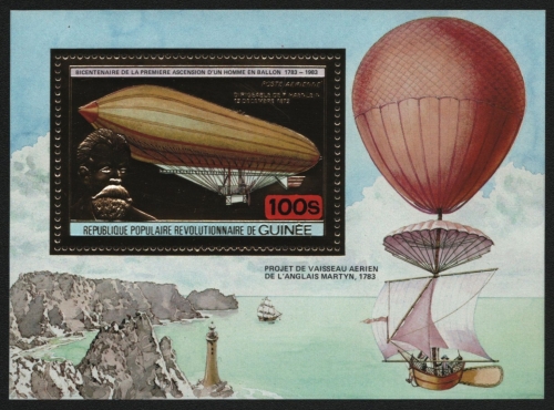 Guinea 1983 - Mi-Nr. Block 68 A ** - MNH - Gold - Luftfahrt / Aviation