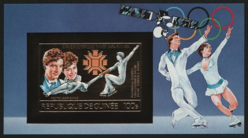 Guinea 1984 - Mi-Nr. Block 120 B ** - MNH - Gold - ungez / imp - Olympia